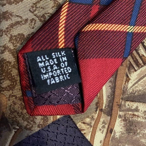 HATHAWAY Golf Tie All Silk Made In USA Vintage Golf Scene Multicolor Pla… - Picture 4 of 6